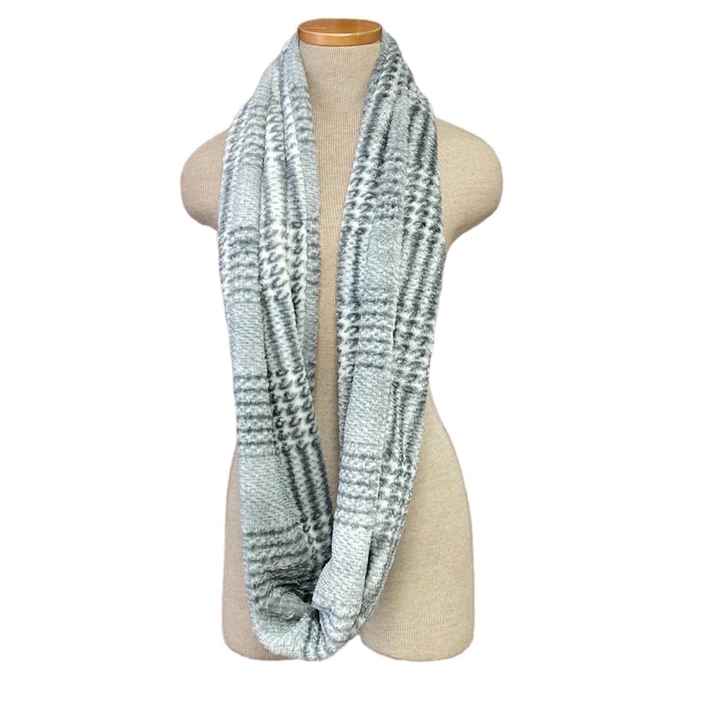 Infusion Houndstooth Infinity Scarf NWT Grey Cream One Size
